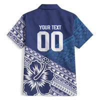 Custom Rugby Fiji Hawaiian Shirt Blue Traditional Masi Inspired