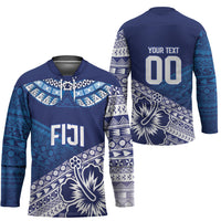 Custom Rugby Fiji Hockey Jersey Blue Traditional Masi Inspired