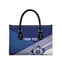 Custom Rugby Fiji Leather Bag Blue Traditional Masi Inspired