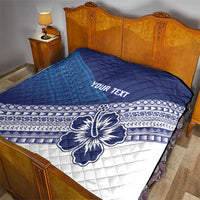 Custom Rugby Fiji Quilt Blue Traditional Masi Inspired