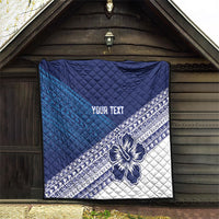 Custom Rugby Fiji Quilt Blue Traditional Masi Inspired