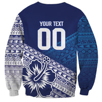 Custom Rugby Fiji Sweatshirt Blue Traditional Masi Inspired