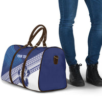 Custom Rugby Fiji Travel Bag Blue Traditional Masi Inspired