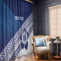 Custom Rugby Fiji Window Curtain Blue Traditional Masi Inspired