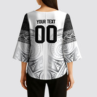 Custom Rugby New Zealand Black Fern Kimono Sleeve Blouse Niho Taniwha Inspired