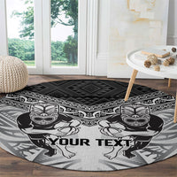 Custom Rugby New Zealand Black Fern Round Carpet Niho Taniwha Inspired