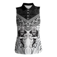 Custom Rugby New Zealand Black Fern Women Sleeveless Polo Shirt Niho Taniwha Inspired