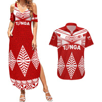 Tonga Rugby Couples Matching Summer Maxi Dress and Hawaiian Shirt Proud Tongan Ngatu Kupesi World Cup 2023 No1 LT9 White - Polynesian Pride