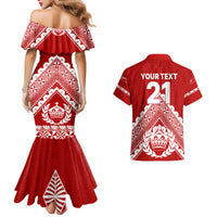 Custom Tonga Rugby Couples Matching Mermaid Dress And Hawaiian Shirt Proud Tongan Ngatu Kupesi World Cup 2023 No1 LT9 - Polynesian Pride