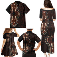 Africa Dashiki Family Matching Puletasi Dress and Hawaiian Shirt African Tribal Art Mixed Polynesian Tattoo Red Color Unique LT9 - Polynesian Pride