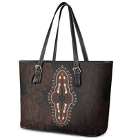 Africa Dashiki Leather Tote Bag African Tribal Art Mixed Polynesian Tattoo Red Color Unique LT9 - Polynesian Pride