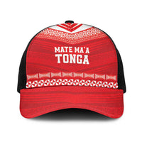Mate Ma'a Tonga Heritage Baseball Net Cap Pacific Tribal Rugby Red Edition LT9 One Size Black Red - Polynesian Pride