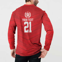 Custom Mate Ma'a Tonga Heritage Button Sweatshirt Pacific Tribal Rugby Red Edition - Polynesian Pride