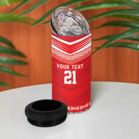 Custom Mate Ma'a Tonga Heritage 4 in 1 Can Cooler Tumbler Pacific Tribal Rugby Red Edition - Polynesian Pride