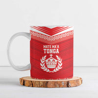 Custom Mate Ma'a Tonga Heritage Ceramic Mug Pacific Tribal Rugby Red Edition - Polynesian Pride