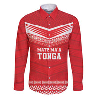 Custom Mate Ma'a Tonga Heritage Family Matching Long Sleeve Bodycon Dress and Hawaiian Shirt Pacific Tribal Rugby Red Edition - Polynesian Pride