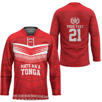 Custom Mate Ma'a Tonga Heritage Hockey Jersey Pacific Tribal Rugby Red Edition LT9 - Polynesian Pride