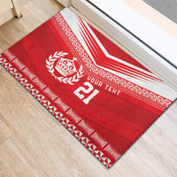 Custom Mate Ma'a Tonga Heritage Rubber Doormat Pacific Tribal Rugby Red Edition - Polynesian Pride