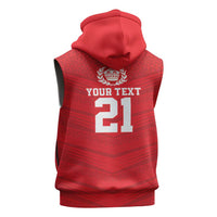 Custom Mate Ma'a Tonga Heritage Sleeveless Hoodie Pacific Tribal Rugby Red Edition - Polynesian Pride