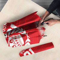 Custom Mate Ma'a Tonga Heritage Umbrella Pacific Tribal Rugby Red Edition - Polynesian Pride