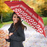 Custom Mate Ma'a Tonga Heritage Umbrella Pacific Tribal Rugby Red Edition - Polynesian Pride