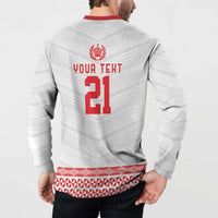 Custom Mate Ma'a Tonga Heritage Button Sweatshirt Pacific Tribal Rugby White Edition - Polynesian Pride