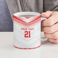 Custom Mate Ma'a Tonga Heritage Ceramic Mug Pacific Tribal Rugby White Edition - Polynesian Pride