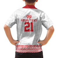 Custom Mate Ma'a Tonga Heritage Family Matching Long Sleeve Bodycon Dress and Hawaiian Shirt Pacific Tribal Rugby White Edition - Polynesian Pride