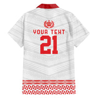 Custom Mate Ma'a Tonga Heritage Family Matching Off Shoulder Short Dress and Hawaiian Shirt Pacific Tribal Rugby White Edition - Polynesian Pride