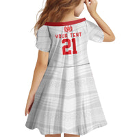 Custom Mate Ma'a Tonga Heritage Kid Short Sleeve Dress Pacific Tribal Rugby White Edition - Polynesian Pride