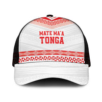 Mate Ma'a Tonga Heritage Mesh Trucker Cap Pacific Tribal Rugby White Edition LT9 One Size Black White - Polynesian Pride