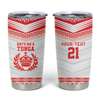 Custom Mate Ma'a Tonga Heritage Tumbler Cup Pacific Tribal Rugby White Edition - Polynesian Pride