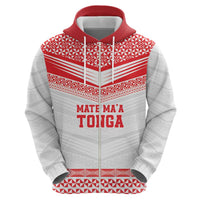 Custom Mate Ma'a Tonga Heritage Zip Hoodie Pacific Tribal Rugby White Edition - Polynesian Pride