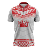 Custom Mate Ma'a Tonga Heritage Zipper Polo Shirt Pacific Tribal Rugby White Edition - Polynesian Pride