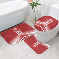 Custom Pacific Rugby Spirit Bathroom Set Tonga Ngatu Pride Red Edition - Polynesian Pride