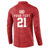 Custom Pacific Rugby Spirit Button Sweatshirt Tonga Ngatu Pride Red Edition - Polynesian Pride