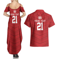 Custom Pacific Rugby Spirit Couples Matching Summer Maxi Dress and Hawaiian Shirt Tonga Ngatu Pride Red Edition - Polynesian Pride