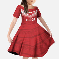 Custom Pacific Rugby Spirit Family Matching Off Shoulder Maxi Dress and Hawaiian Shirt Tonga Ngatu Pride Red Edition - Polynesian Pride