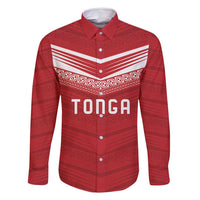 Custom Pacific Rugby Spirit Family Matching Off Shoulder Maxi Dress and Hawaiian Shirt Tonga Ngatu Pride Red Edition - Polynesian Pride
