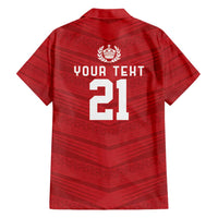 Custom Pacific Rugby Spirit Family Matching Short Sleeve Bodycon Dress and Hawaiian Shirt Tonga Ngatu Pride Red Edition - Polynesian Pride