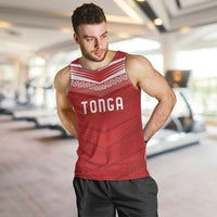 Custom Pacific Rugby Spirit Men Tank Top Tonga Ngatu Pride Red Edition LT9 Red - Polynesian Pride
