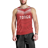 Custom Pacific Rugby Spirit Men Tank Top Tonga Ngatu Pride Red Edition LT9 - Polynesian Pride