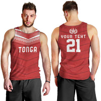 Custom Pacific Rugby Spirit Men Tank Top Tonga Ngatu Pride Red Edition LT9 - Polynesian Pride