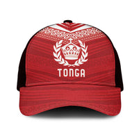 Pacific Rugby Spirit Mesh Trucker Cap Tonga Ngatu Pride Red Edition LT9 One Size Black Red - Polynesian Pride