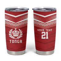 Custom Pacific Rugby Spirit Tumbler Cup Tonga Ngatu Pride Red Edition - Polynesian Pride