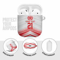 Custom Pacific Rugby Spirit AirPods Case Tonga Ngatu Pride White Edition - Polynesian Pride