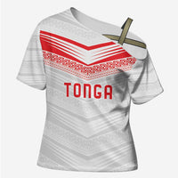 Custom Pacific Rugby Spirit Cross Shoulder Shirt Tonga Ngatu Pride White Edition LT9 Female White - Polynesian Pride
