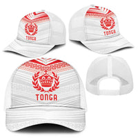 Pacific Rugby Spirit Mesh Trucker Cap Tonga Ngatu Pride White Edition LT9 - Polynesian Pride
