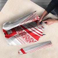 Custom Pacific Rugby Spirit Umbrella Tonga Ngatu Pride White Edition - Polynesian Pride