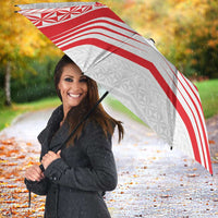 Custom Pacific Rugby Spirit Umbrella Tonga Ngatu Pride White Edition - Polynesian Pride